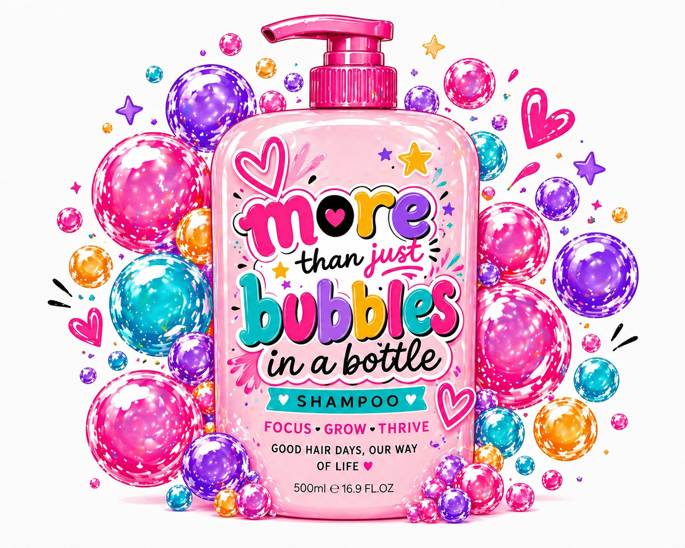 More than JUST bubbles- shampoo bottle Sticker
